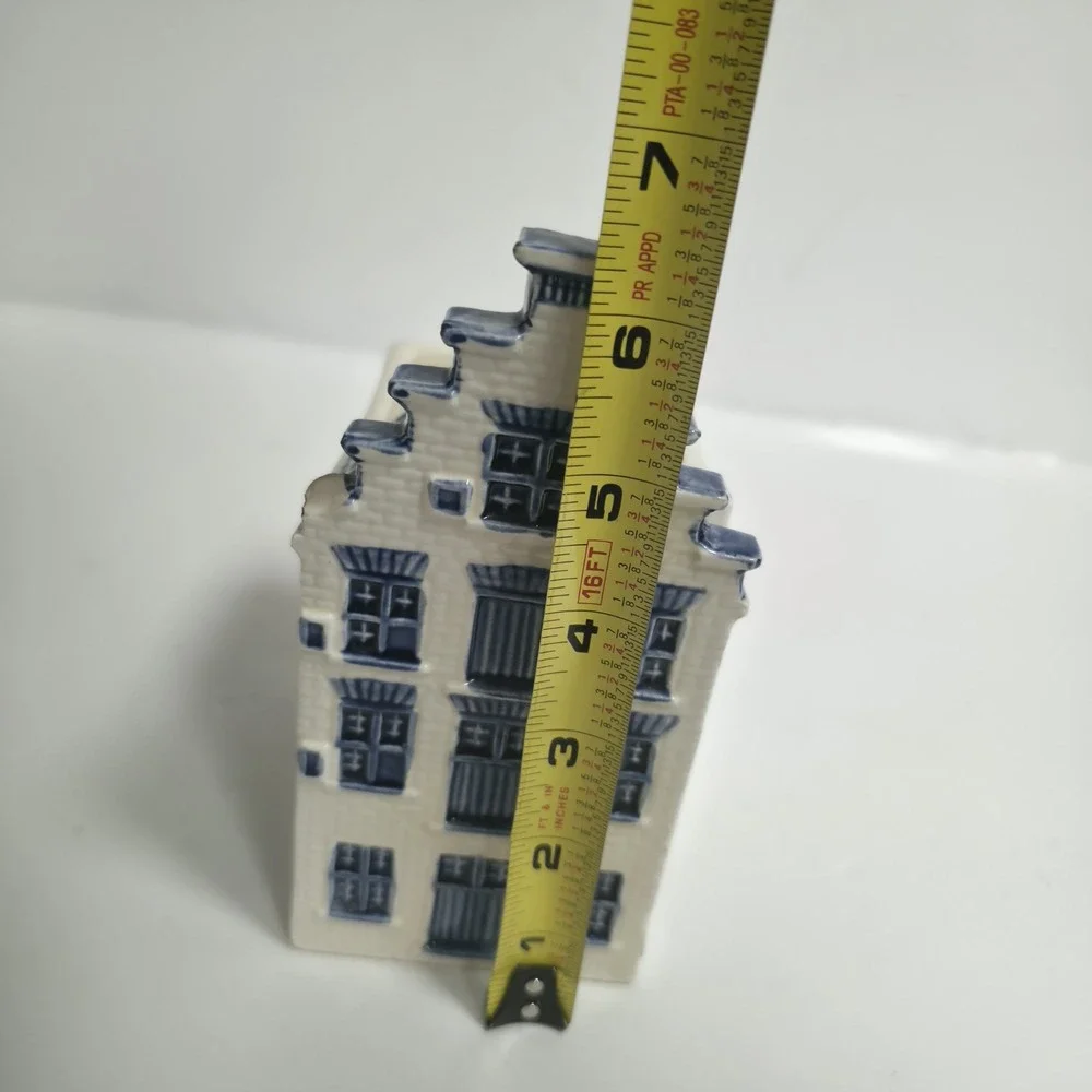 Amsterdam Canal House Handpainted Delft Blauw Vintage Ceramic Planter Vase Chip